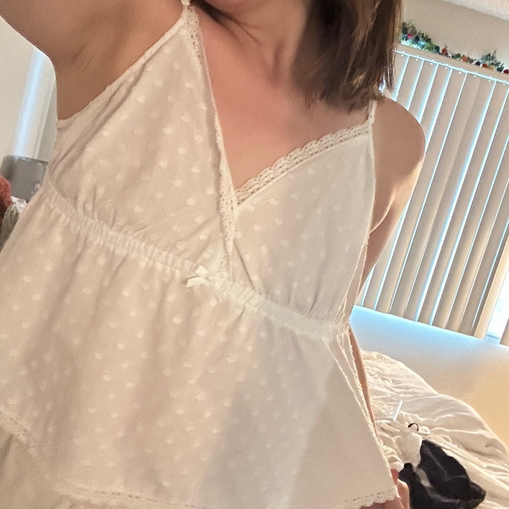Wild Fable White Dot Lace-Trim Sleep Cami